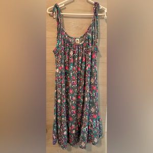 Sew in Love- Grey & Neon Pink/Purple Floral Thin Strap Dress